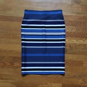 NYCC Blue Striped Pencil Skirt EUC